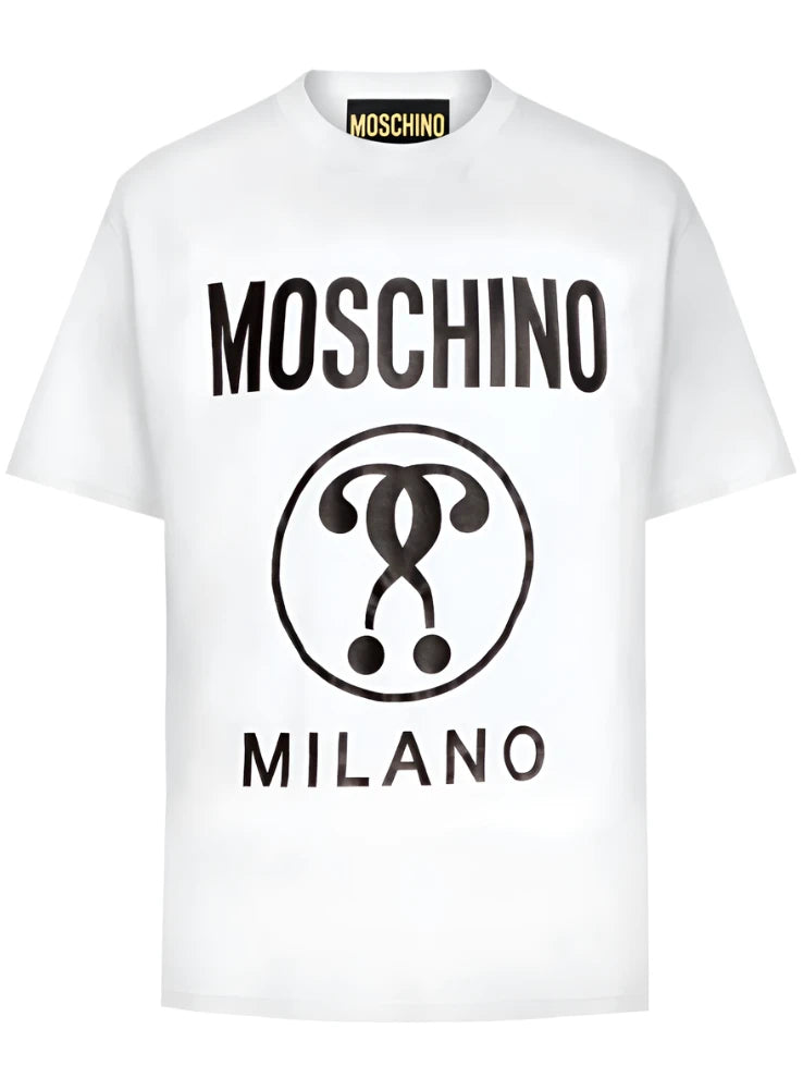 MOSCHINO DOUBLE QUESTION MARK JERSEY T-SHIRT /WHITE