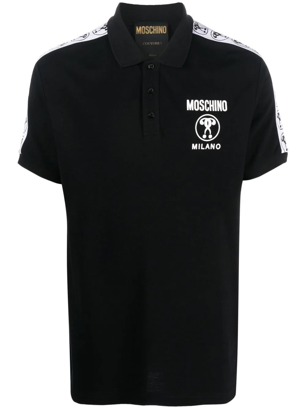 Moschino Chest Logo Print Detail Polo Shirt / Black