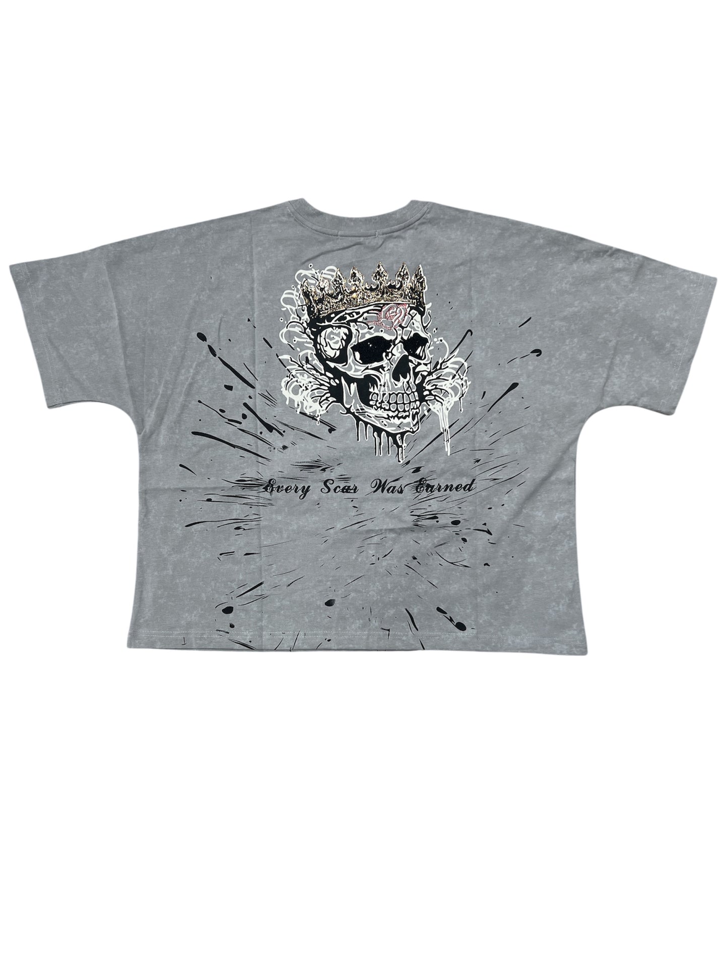 Invisible Scars Men's Kings Rule Box Crop Tee-Grey