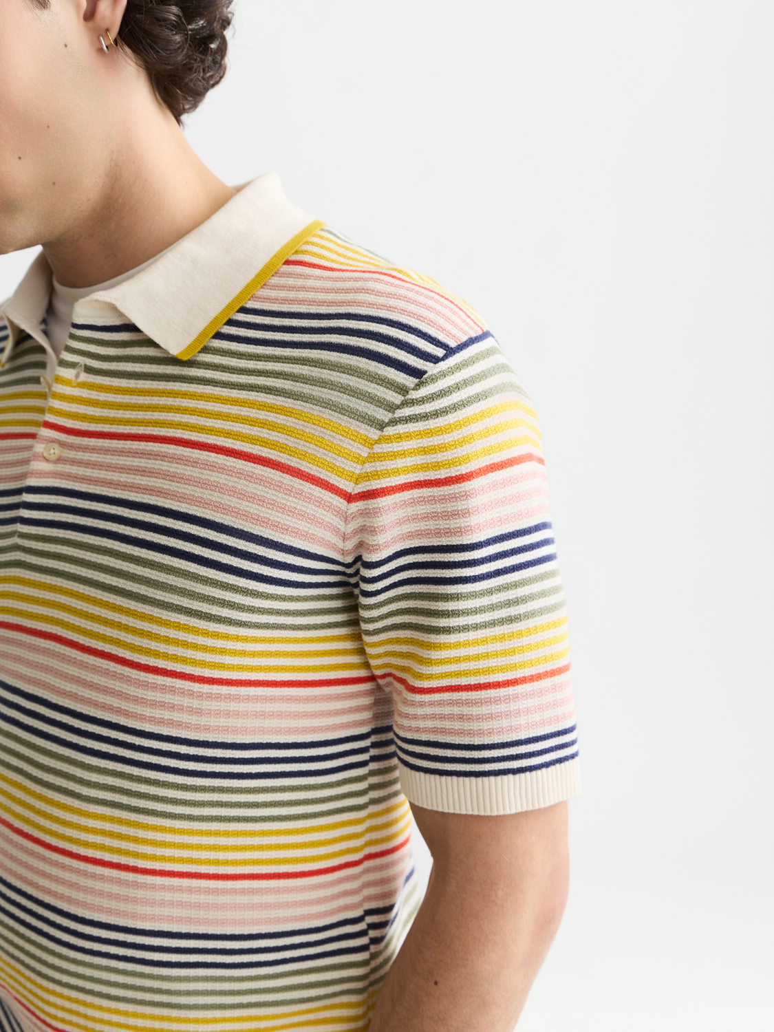 Scotch & Soda Striped Structured Knitted Polo-Multicolor Stripe