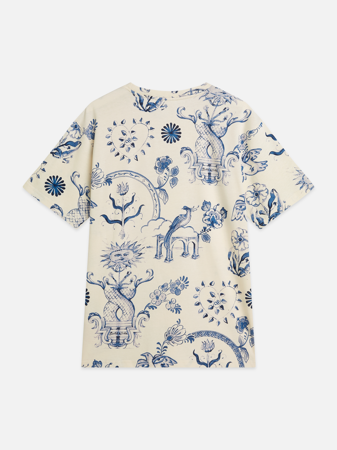 Scotch & Soda x Royal Delft Printed Relaxed T-Shirt-Delft Tiles Blue