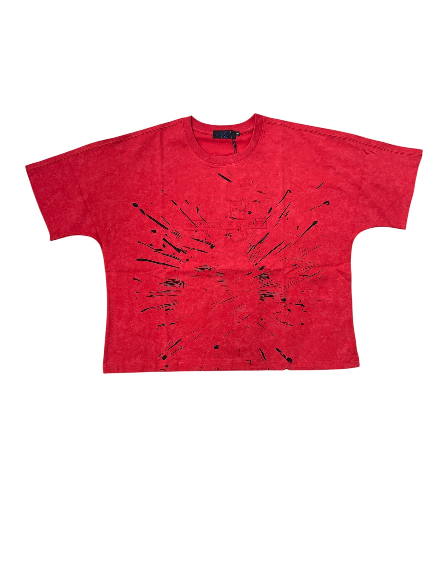 Invisible Scars Men's Kings Rule Box Crop Tee-Red