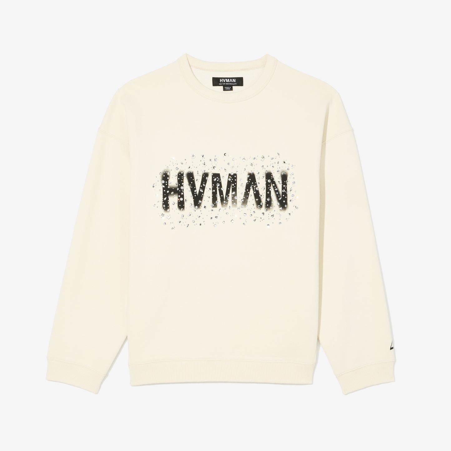 Cult Of Individuality Hvman's Crewneck Sweater "Hvman Diamonds"-Winter White