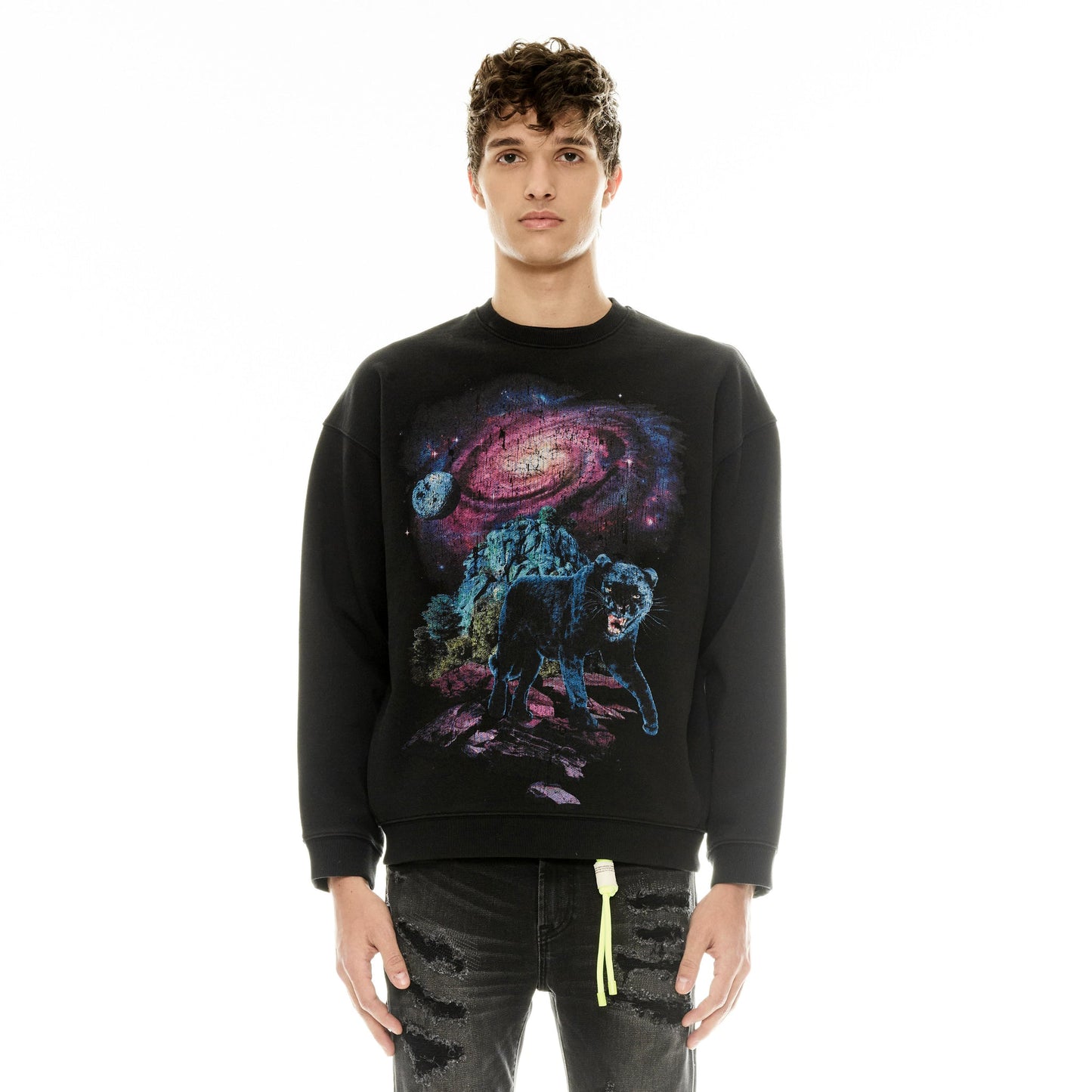 Cult of Individuality Crew Neck Fleece Sweater- Pirate Black