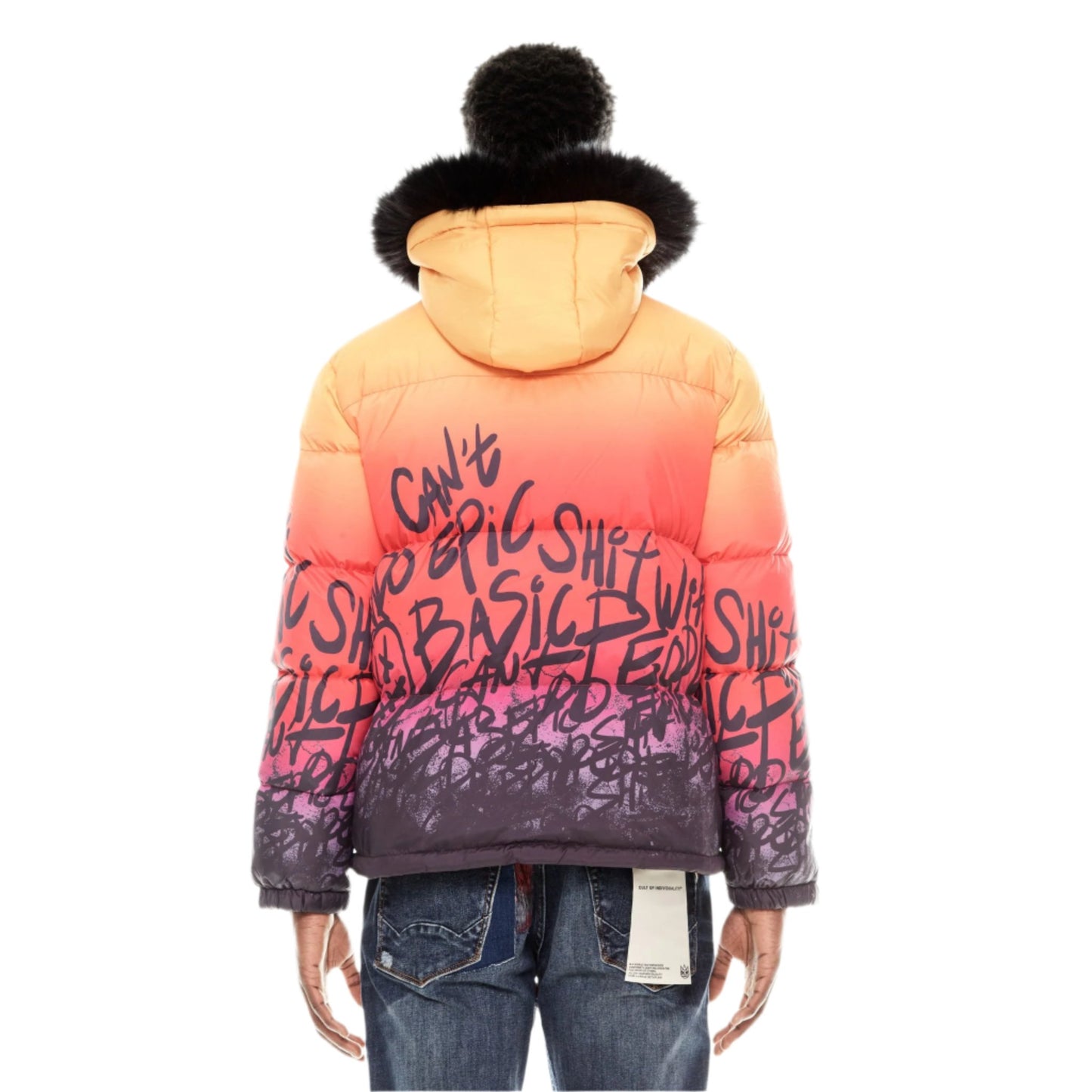 Cult Of Individuality Puffer Jacket With Fur Hood - Sunburst