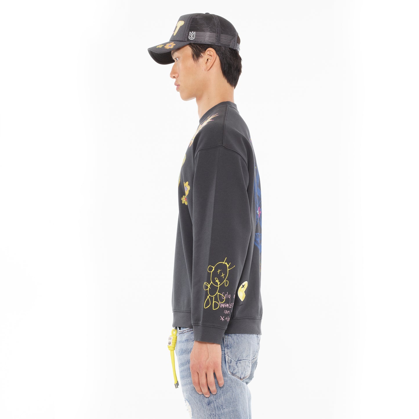 Cult Of Individuality Novelty Fleece Crew Sweatshirt in Steel