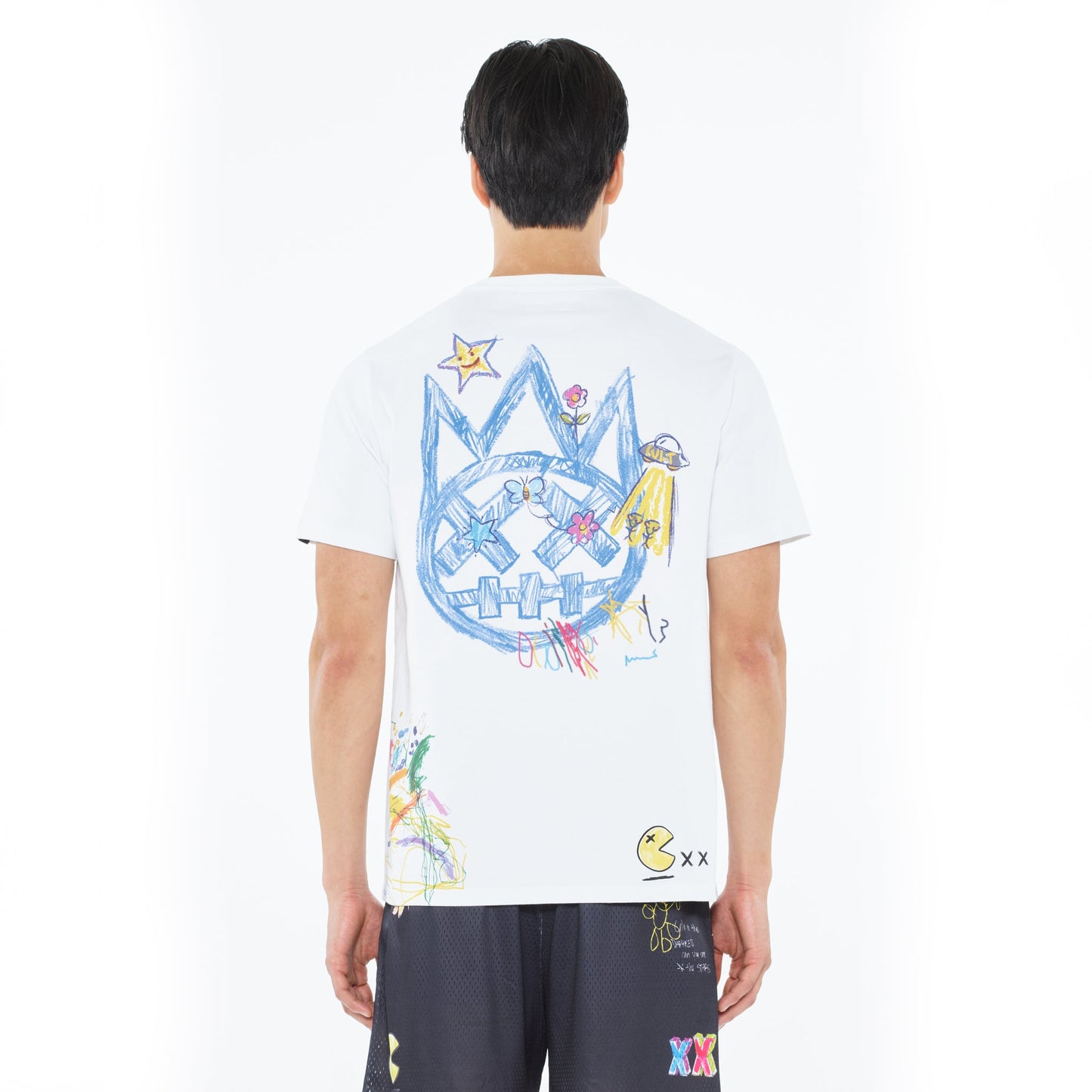 Cult Of Individuality Short Sleeve Crew Neck Tee "Crayon Logo"-White