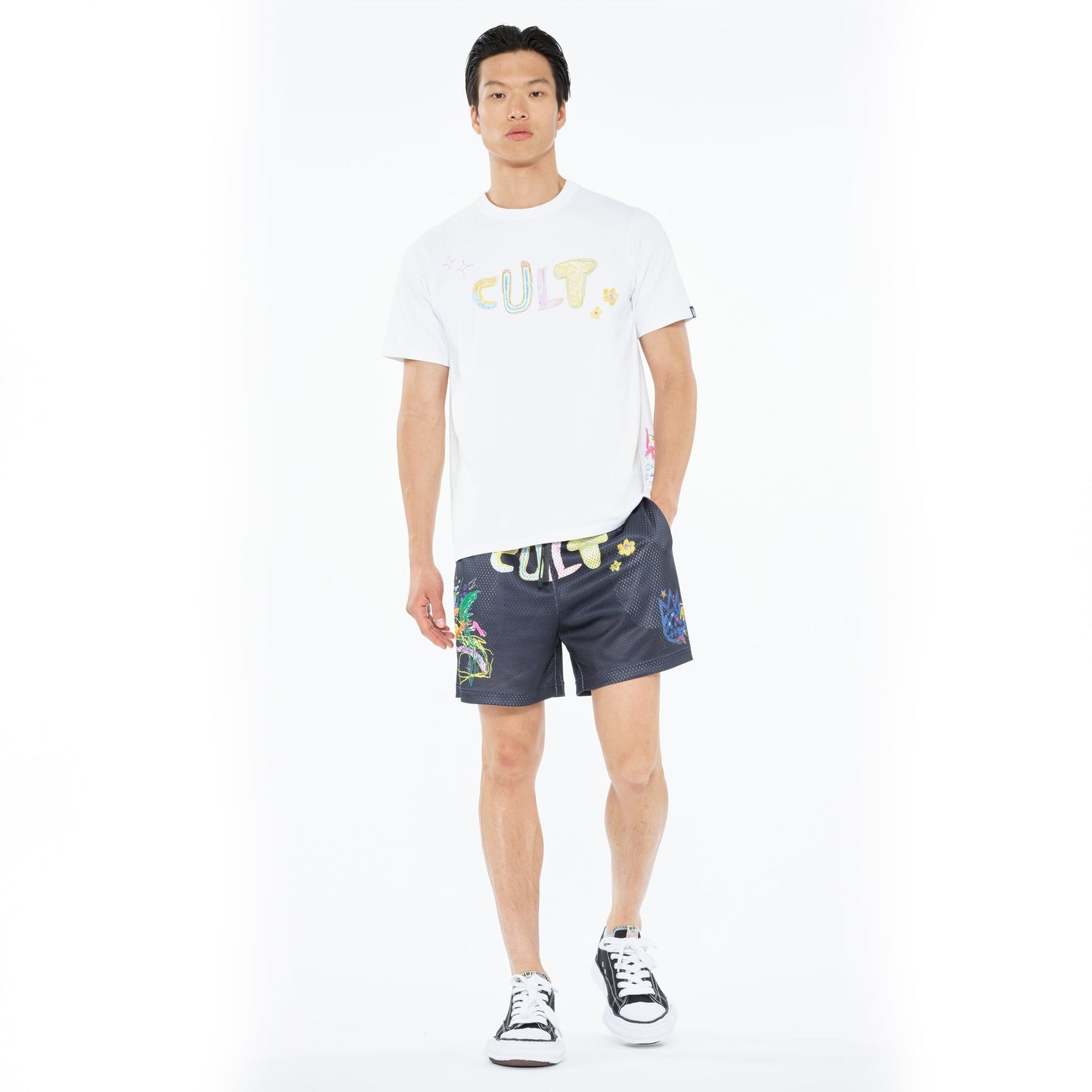 Cult Of Individuality Short Sleeve Crew Neck Tee "Crayon Logo"-White