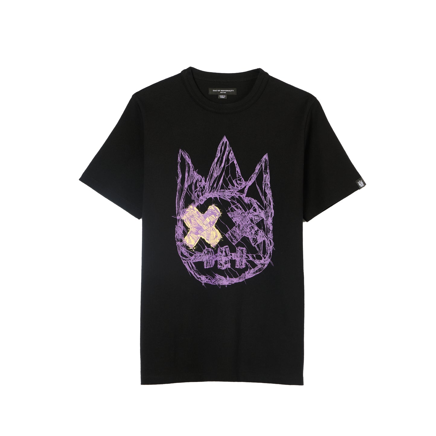 Cult Of Individuality Heavyweight Short Sleeve Crew Neck Tee "Shattered Logo"-Black
