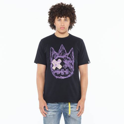 Cult Of Individuality Heavyweight Short Sleeve Crew Neck Tee "Shattered Logo"-Black