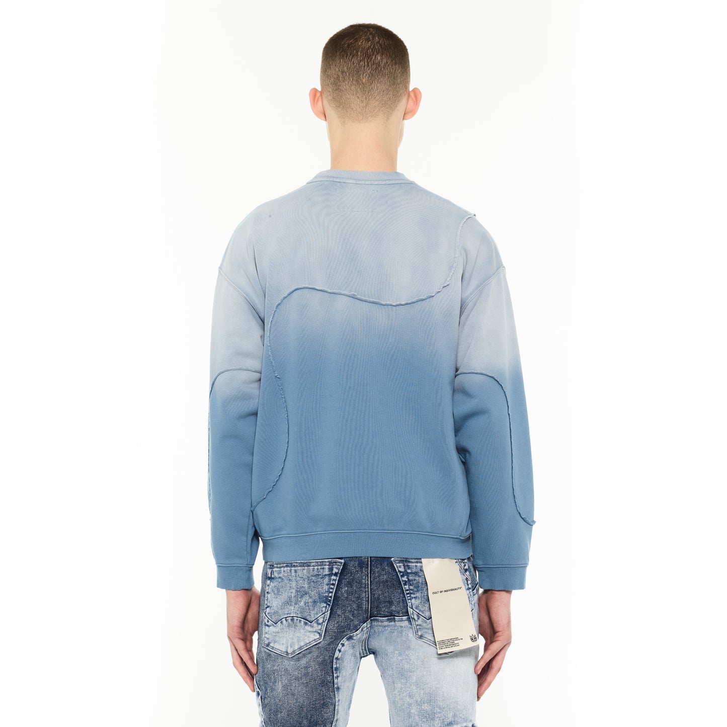 Cult Of Individuality Crew Novelty Sweatshirt-Blue Steel