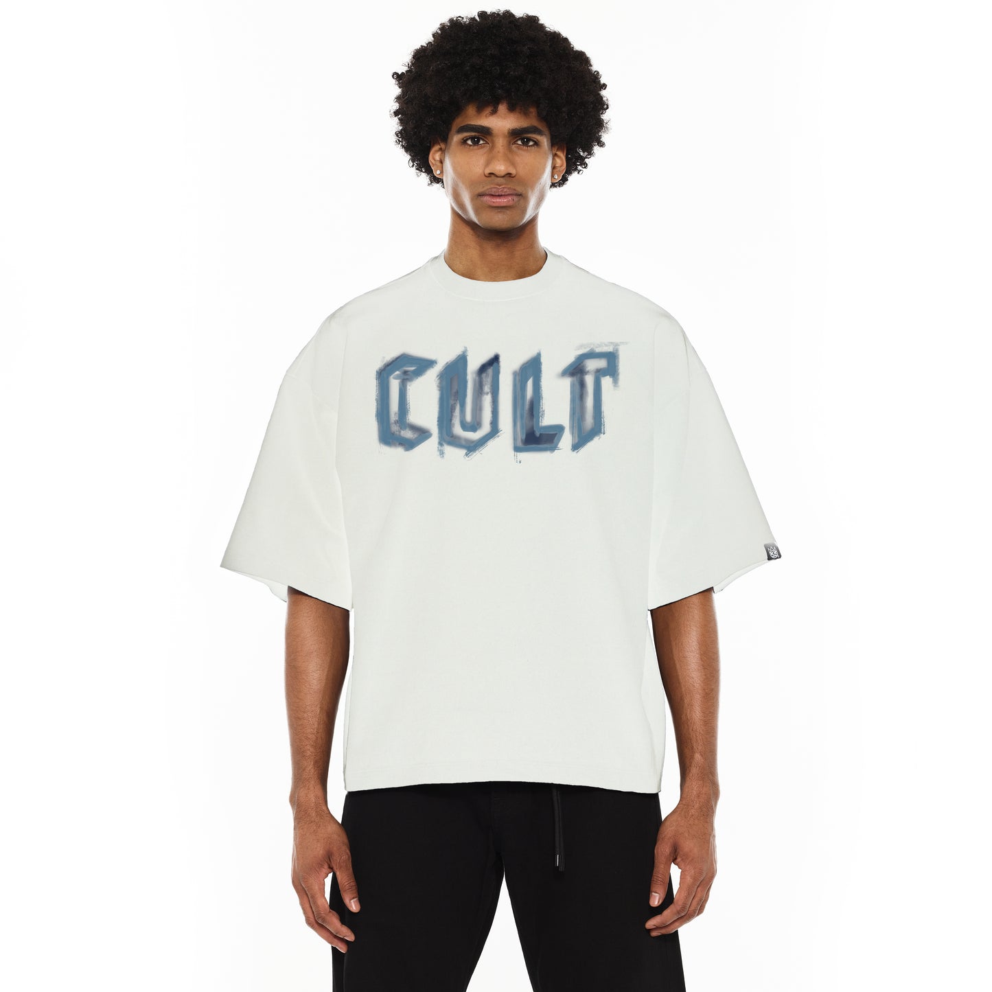 Cult Of Individuality Oversized Heavyweight Boxy Short Sleeve Crew Neck Tee "Painter"-Winter White