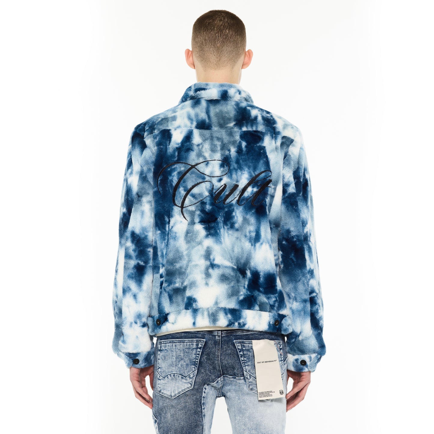 Cult Of Individuality Type II Polar Fleece Jacket-Navy Faux Fur