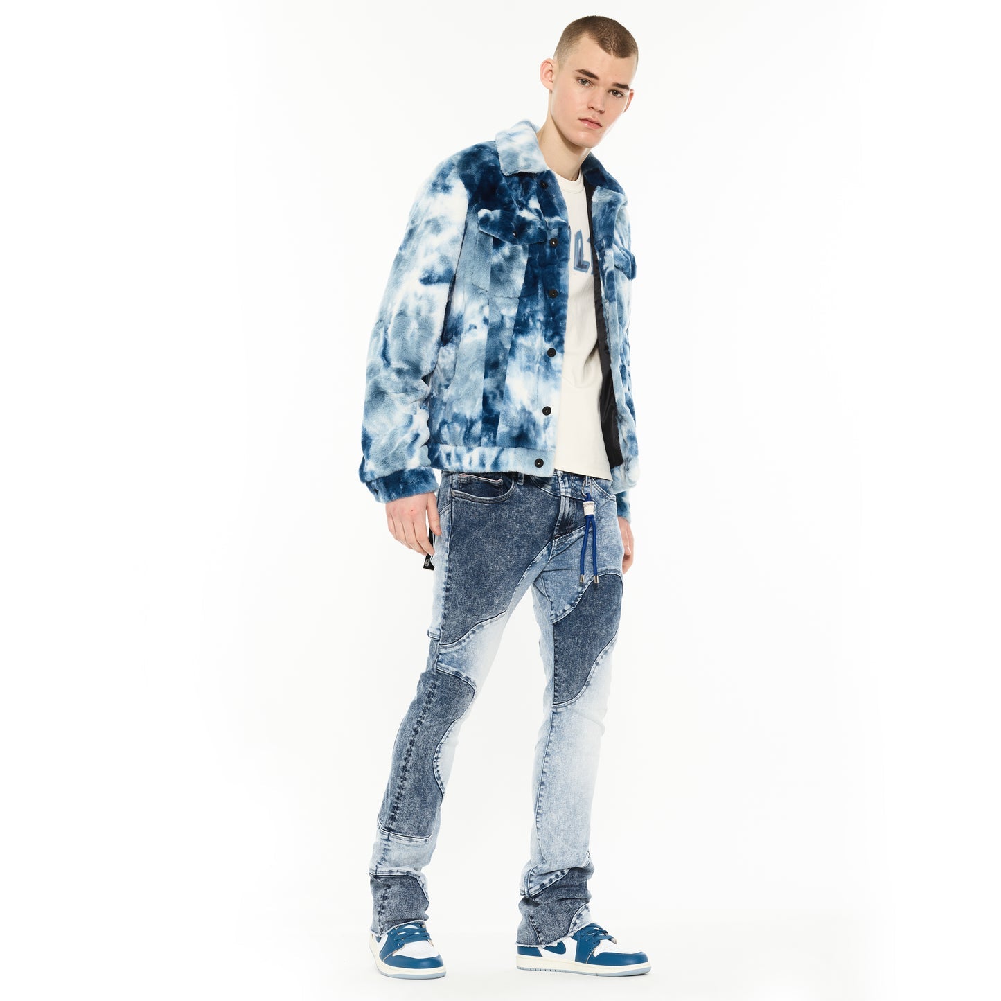 Cult Of Individuality Type II Polar Fleece Jacket-Navy Faux Fur