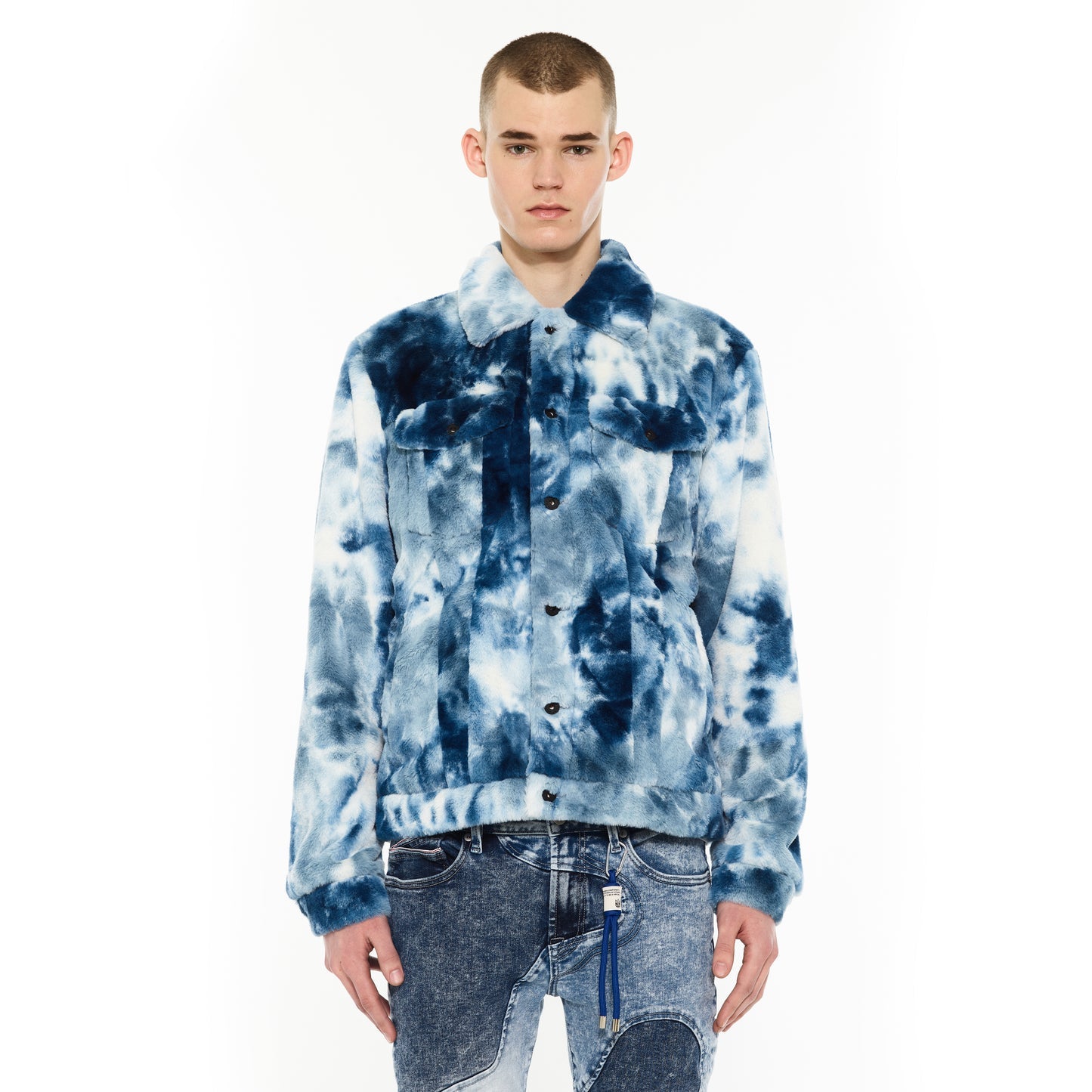 Cult Of Individuality Type II Polar Fleece Jacket-Navy Faux Fur