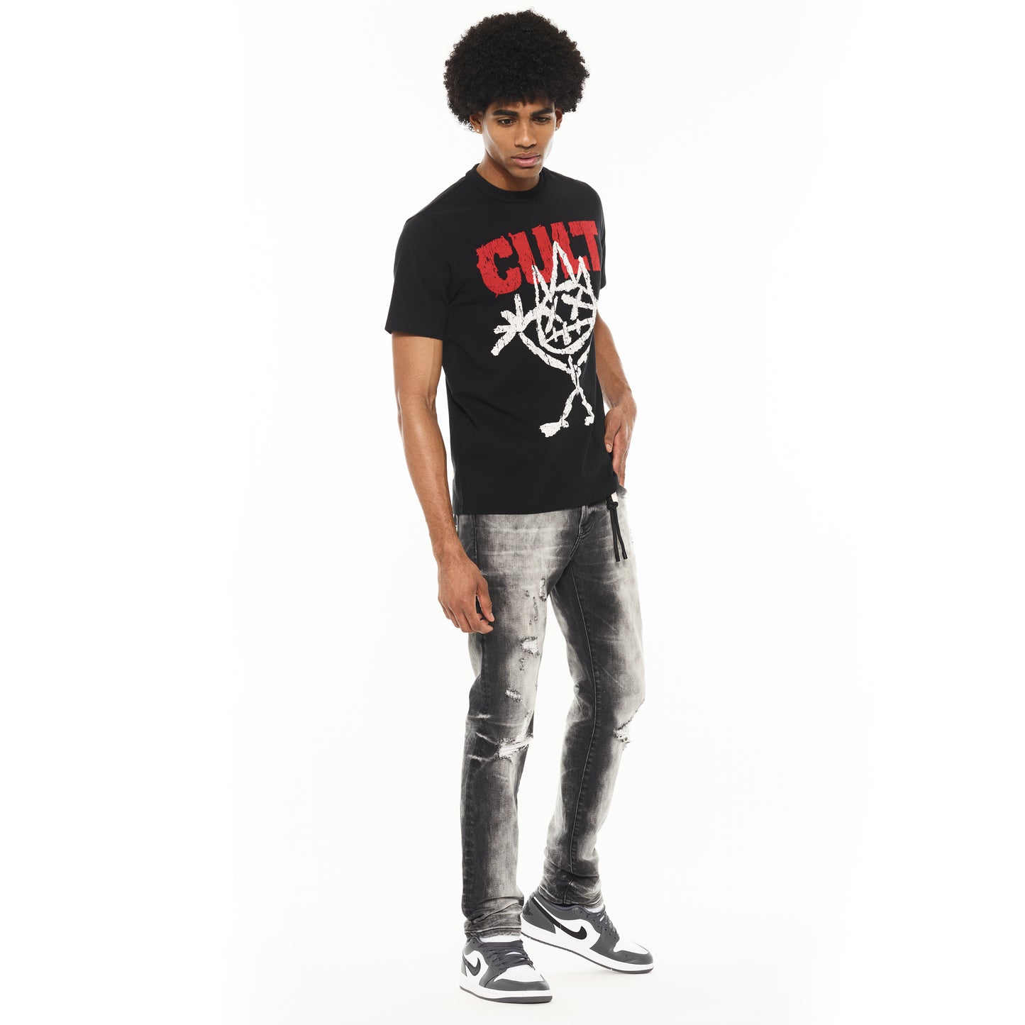 Cult Of Individuality Heavyweight Short Sleeve Crew Neck Tee "Illusion"-Black