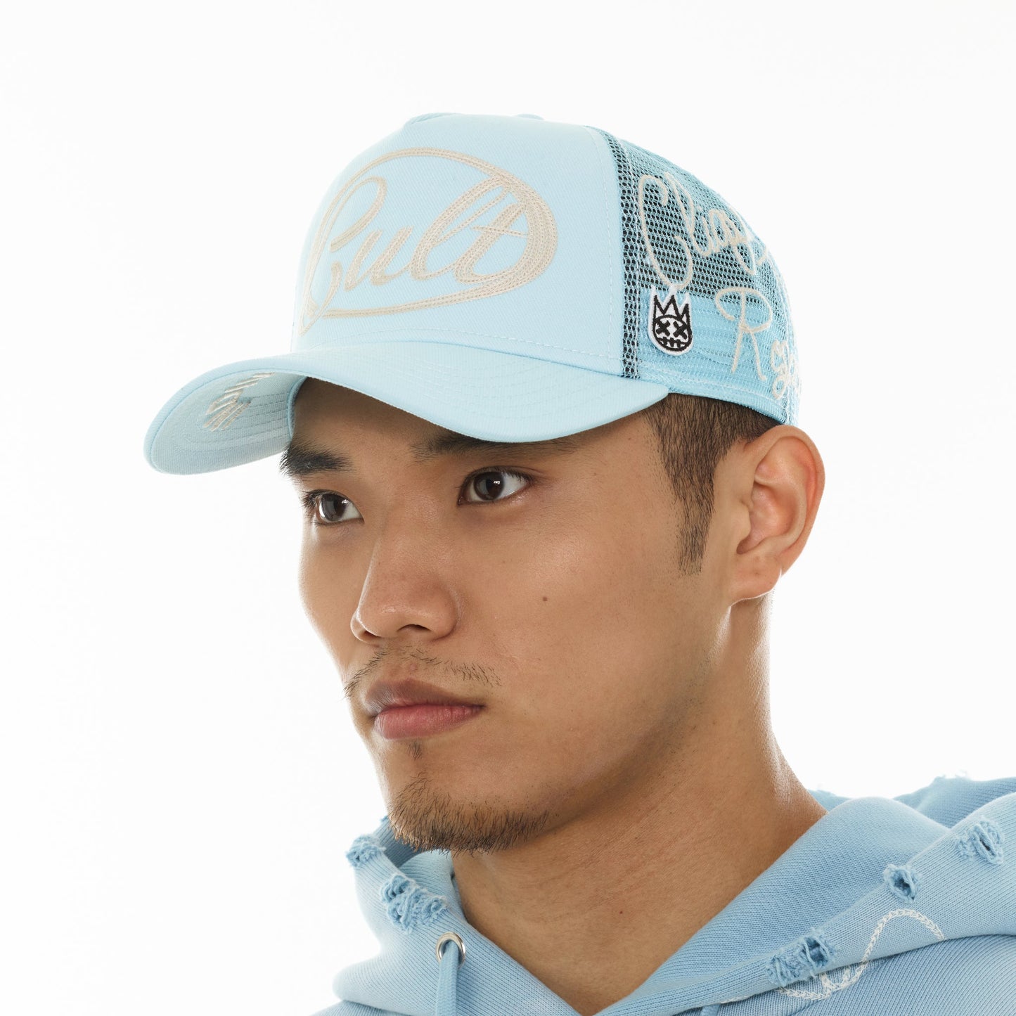 Cult Of Individuality Mesh Back Trucker Hat "Community"-Blue Glow