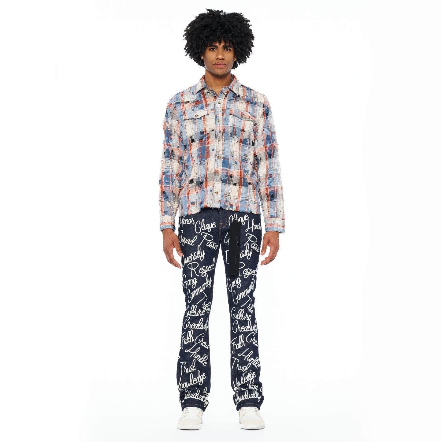 Cult Of Individuality L/S Vintage Embroidered Plaid Woven Shirt-Harvest Plaid
