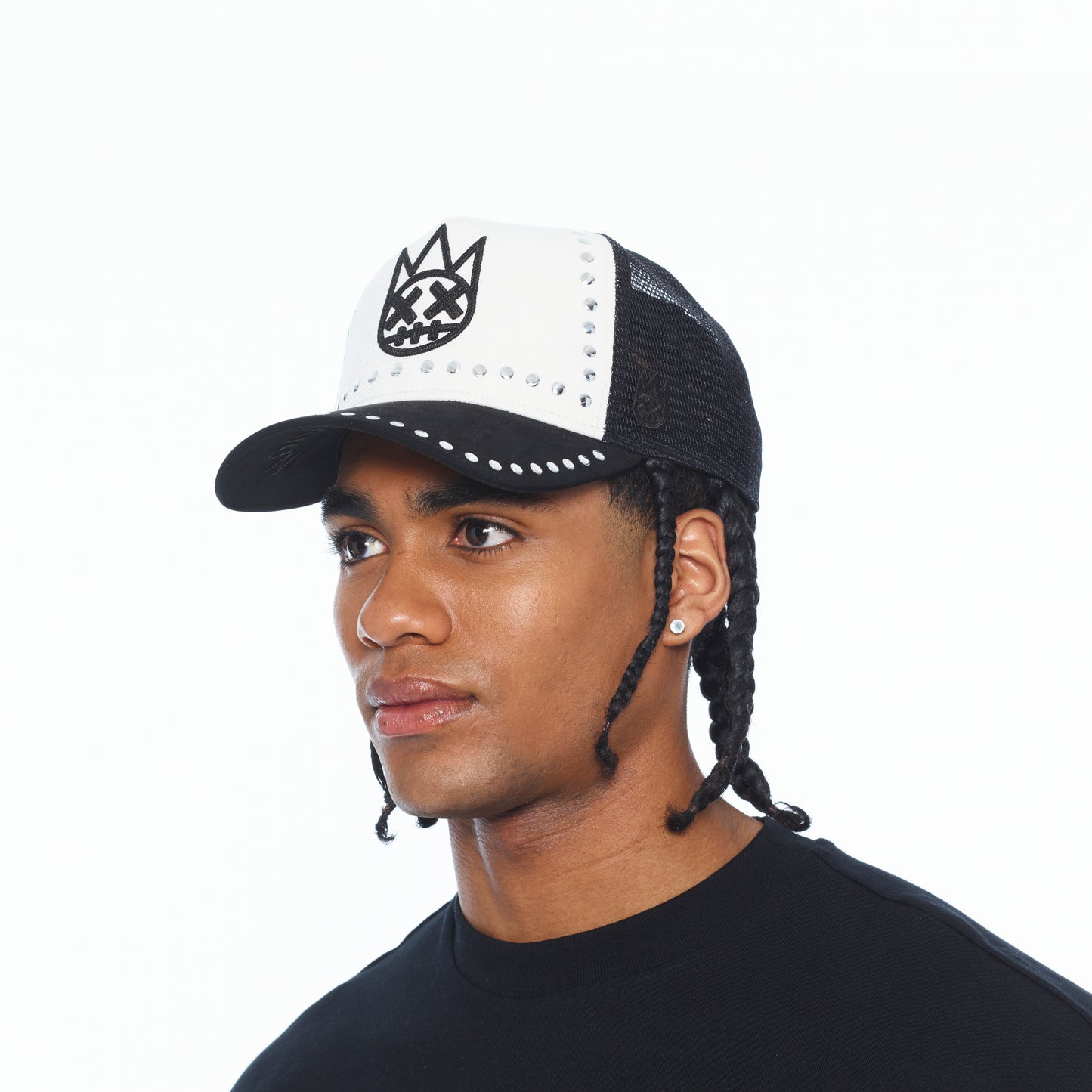 Cult Of Individuality Mesh Back Trucker Hat "Divine Sounds"-Black/White
