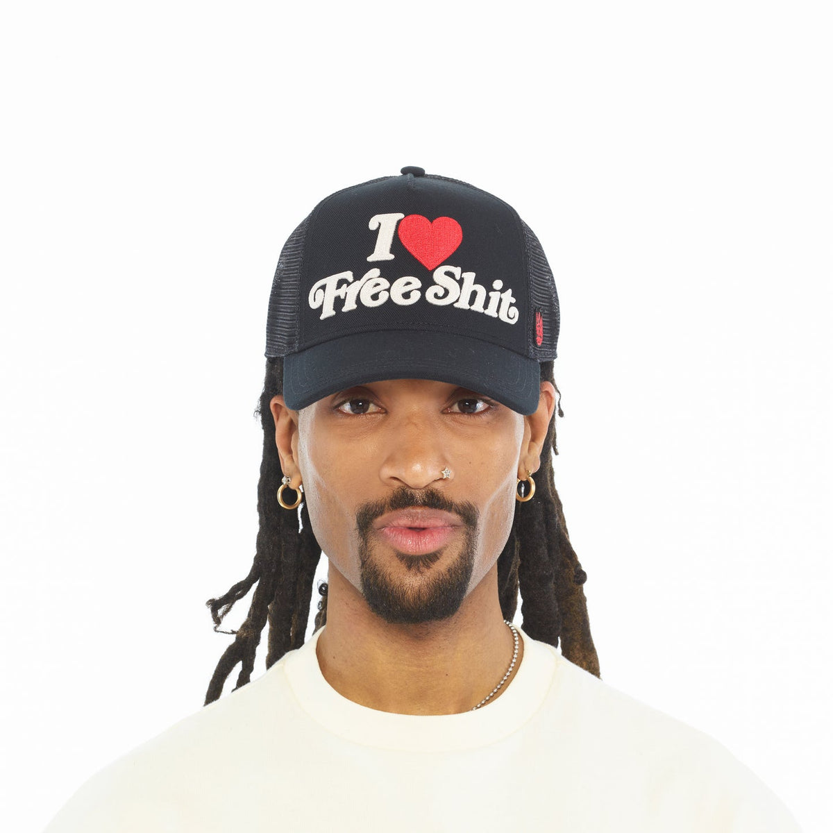 Cult Of Individuality Mesh Back Trucker Hat-"I Love Free Shit"-Black