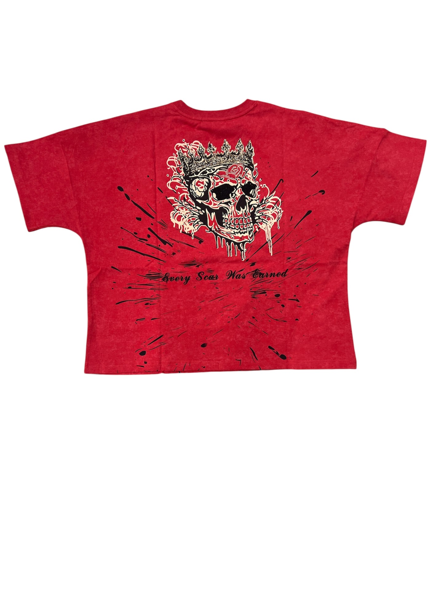 Invisible Scars Men's Kings Rule Box Crop Tee-Red
