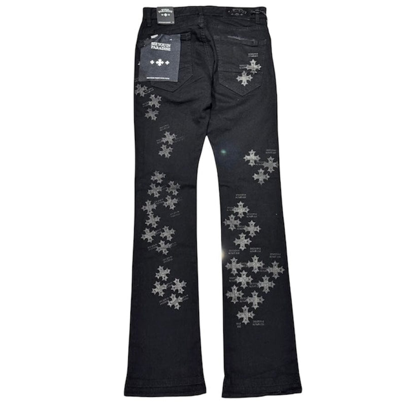 See You In Paradise Stamp Stacked Denim - Black