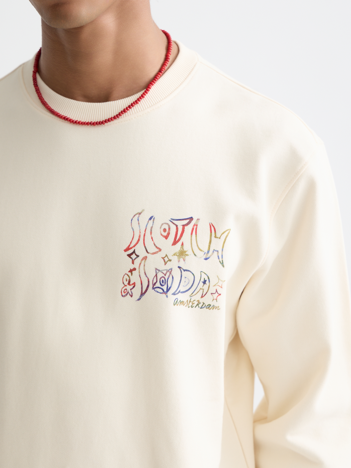 Scotch & Soda Front And Back Artwork Regular-Fit Sweatshirt-Eggnog
