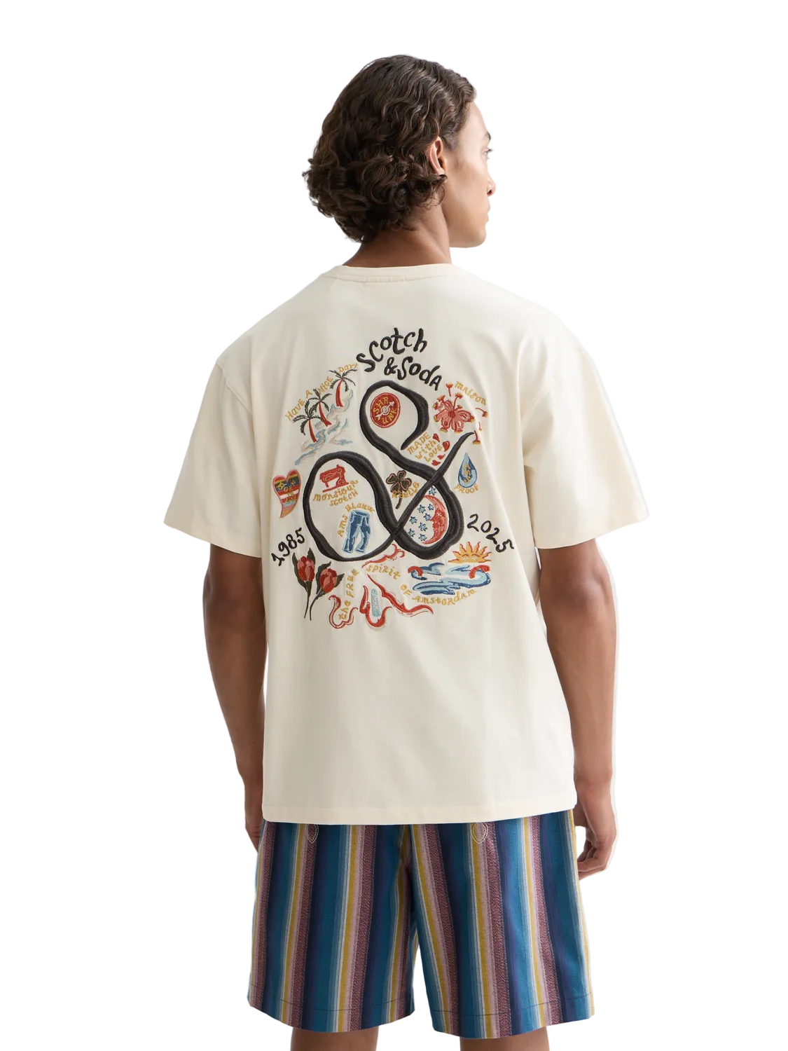 Scotch & Soda The 40th Anniversary Relaxed-Fit Embroidery T-Shirt-Eggnog
