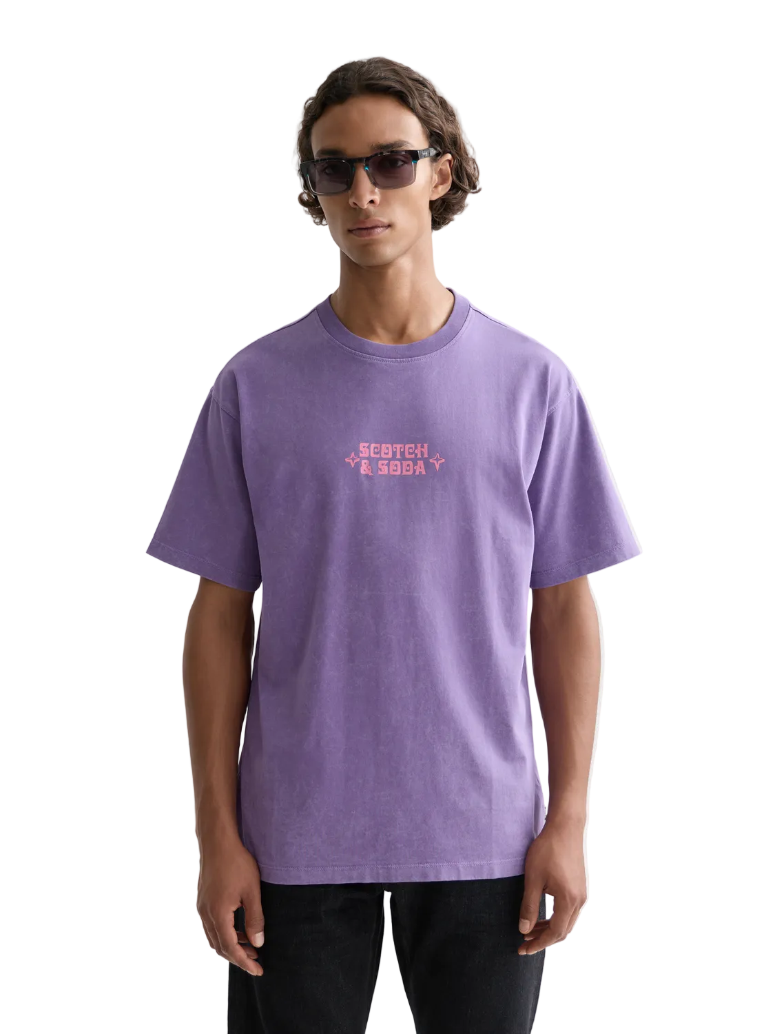 Scotch & Soda Front Artwork Relaxed Fit Snow-Washed T-Shirt-Mystical
