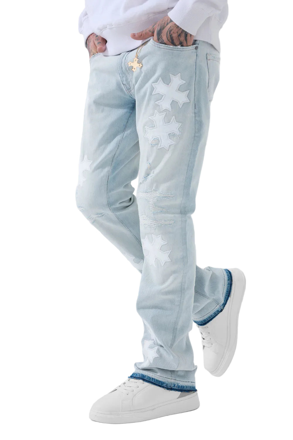 See You In Paradise Super Skinny Stacked Eden Denim - Iced White