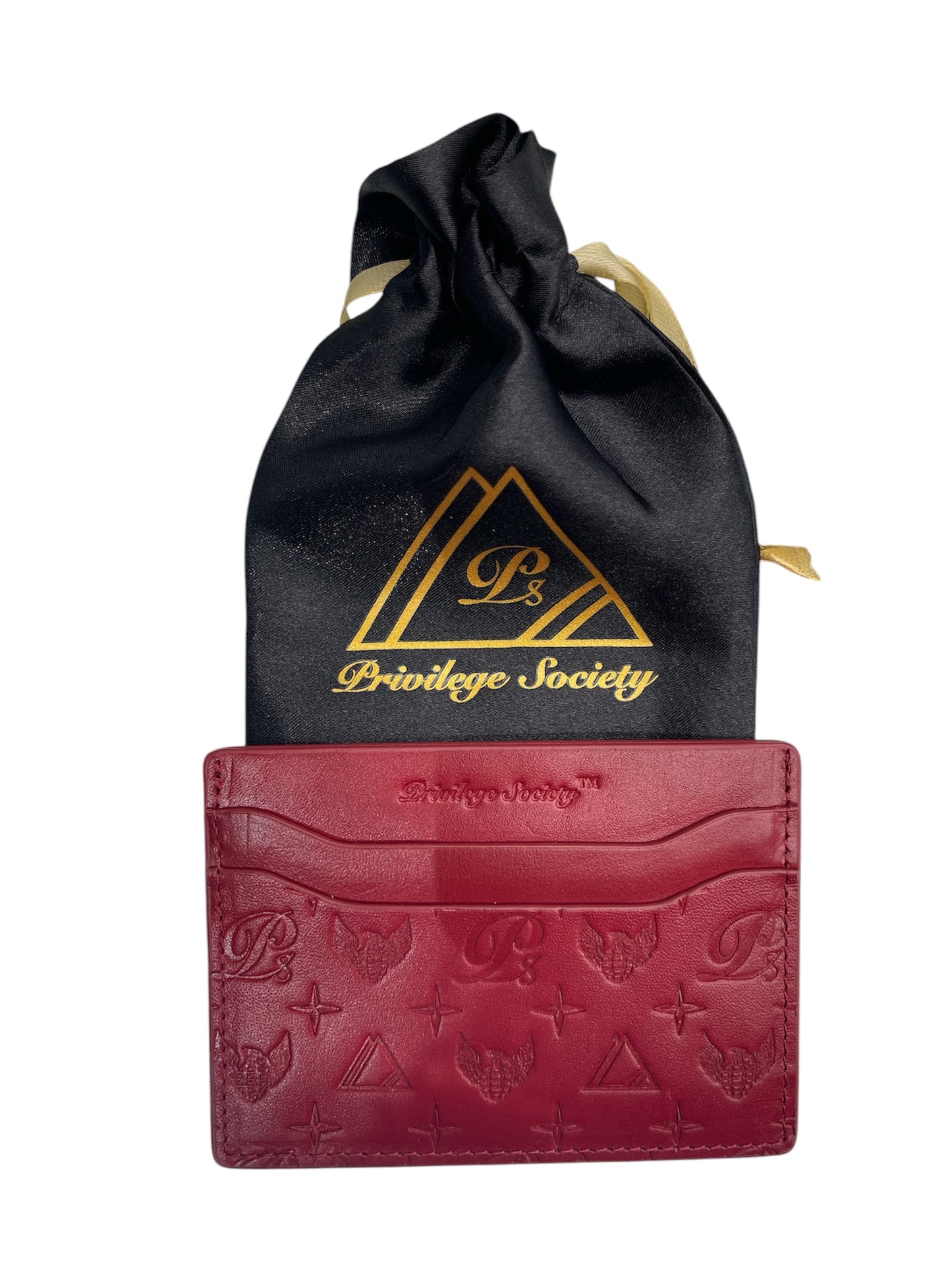 Privilege Society Monogram Leather CC Wallet-Red