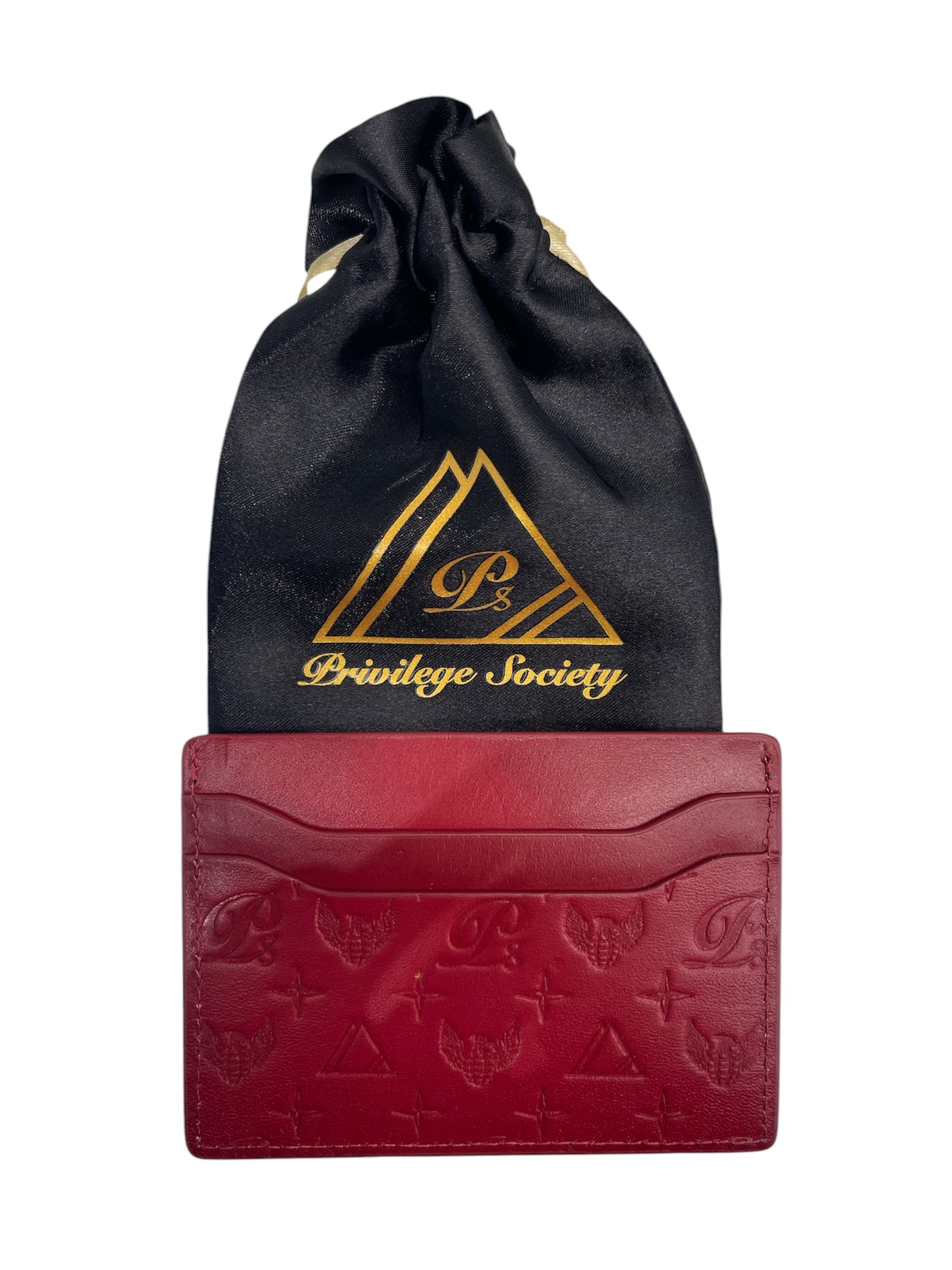 Privilege Society Monogram Leather CC Wallet-Red