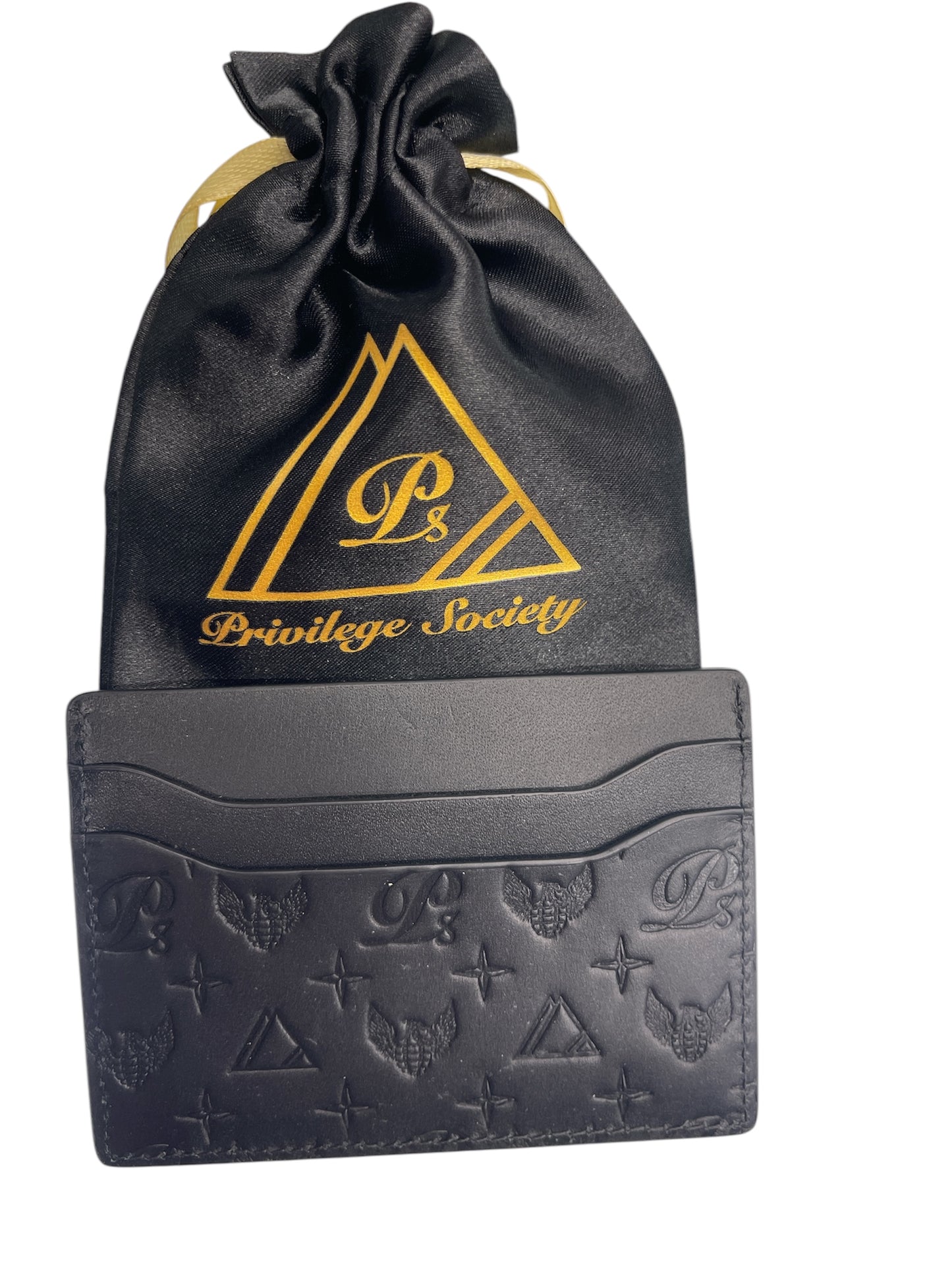 Privilege Society Monogram Leather CC Wallet- Black