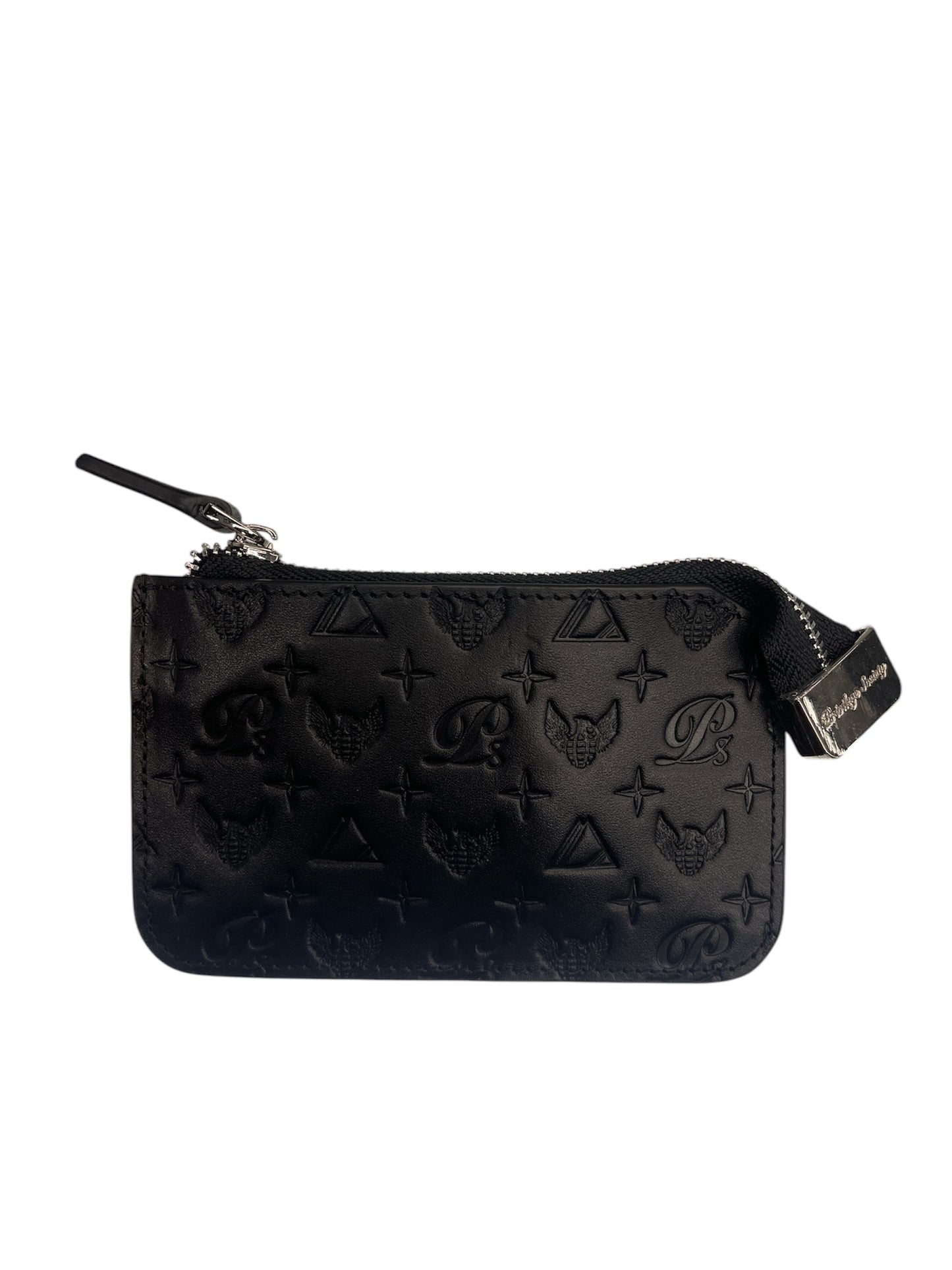 Privilege Society Monogram Leather Keychain Wallet-Black