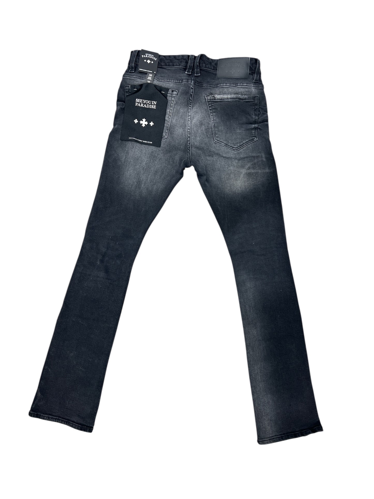See You In Paradise Super Skinny Stacked Jeans-Black Shadow
