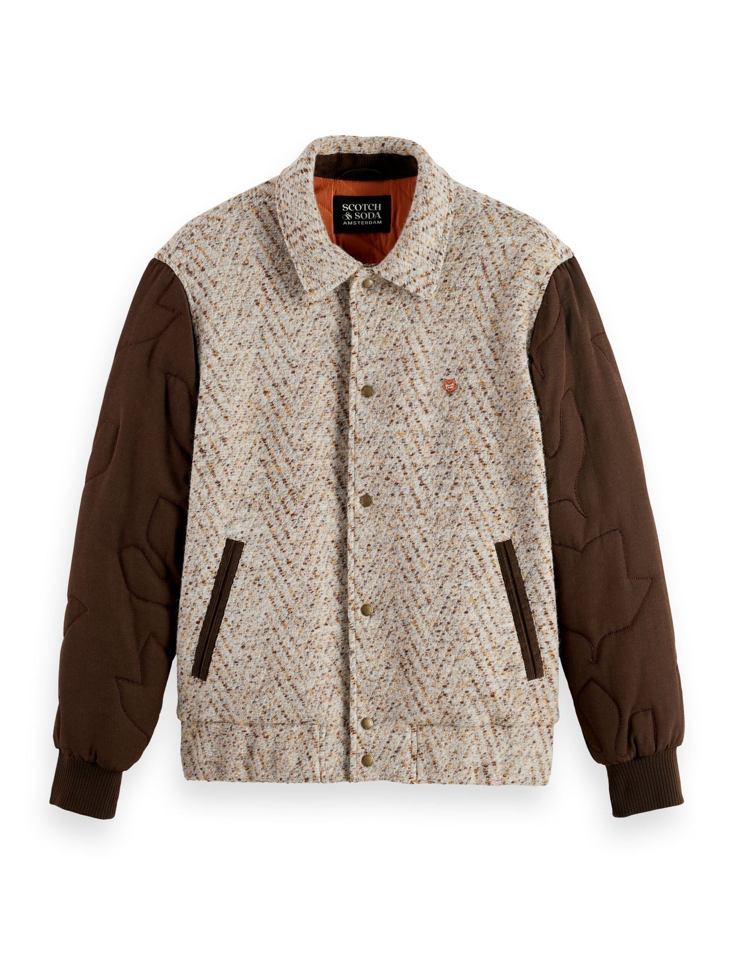 Scotch & Soda Varsity Sports Jacket-Taupe Melange