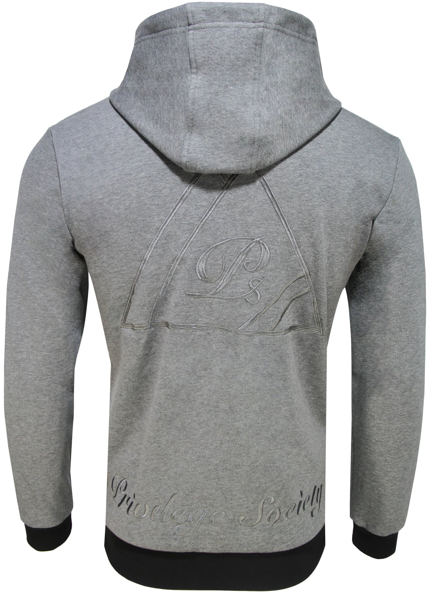 Privilege Society Premium 40 Below Velour Logo Zip-Up Hoodie - Grey / Black