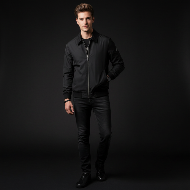 Barocco AeroLite Nylon Zip Jacket-Black