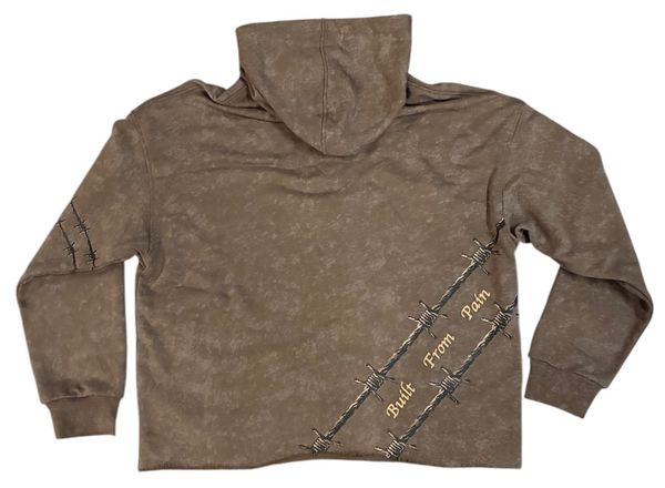 Invisible Scars Men's Relentless Crop Hoodie-Brown