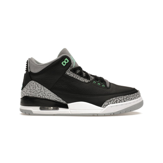 Air Jordan Retro 3 - Black / Green Glow / Wolf Grey