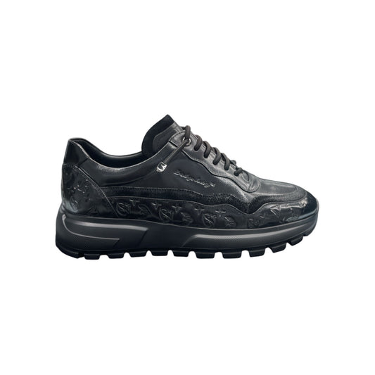 Privilege Society Monogram Leather HC Sneaker - Black