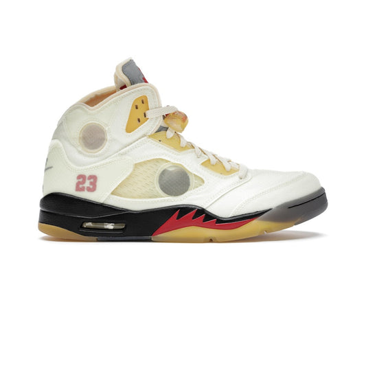 Nike Air Jordan 5 Retro "Off-White Sail" - Fire Red-Muslin-Black