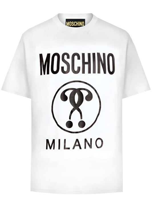 MOSCHINO DOUBLE QUESTION MARK JERSEY T-SHIRT /WHITE