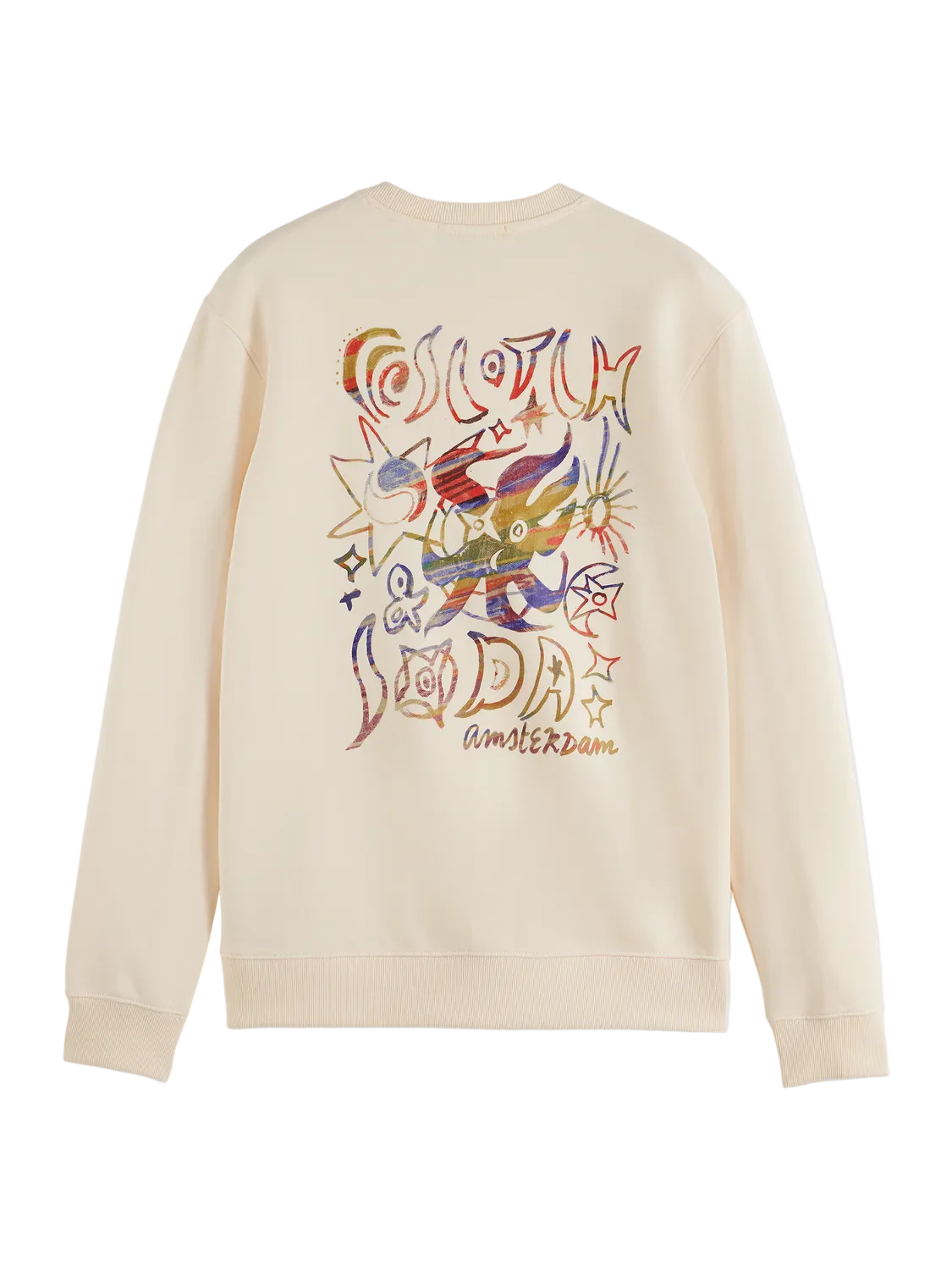 Scotch & Soda Front And Back Artwork Regular-Fit Sweatshirt-Eggnog