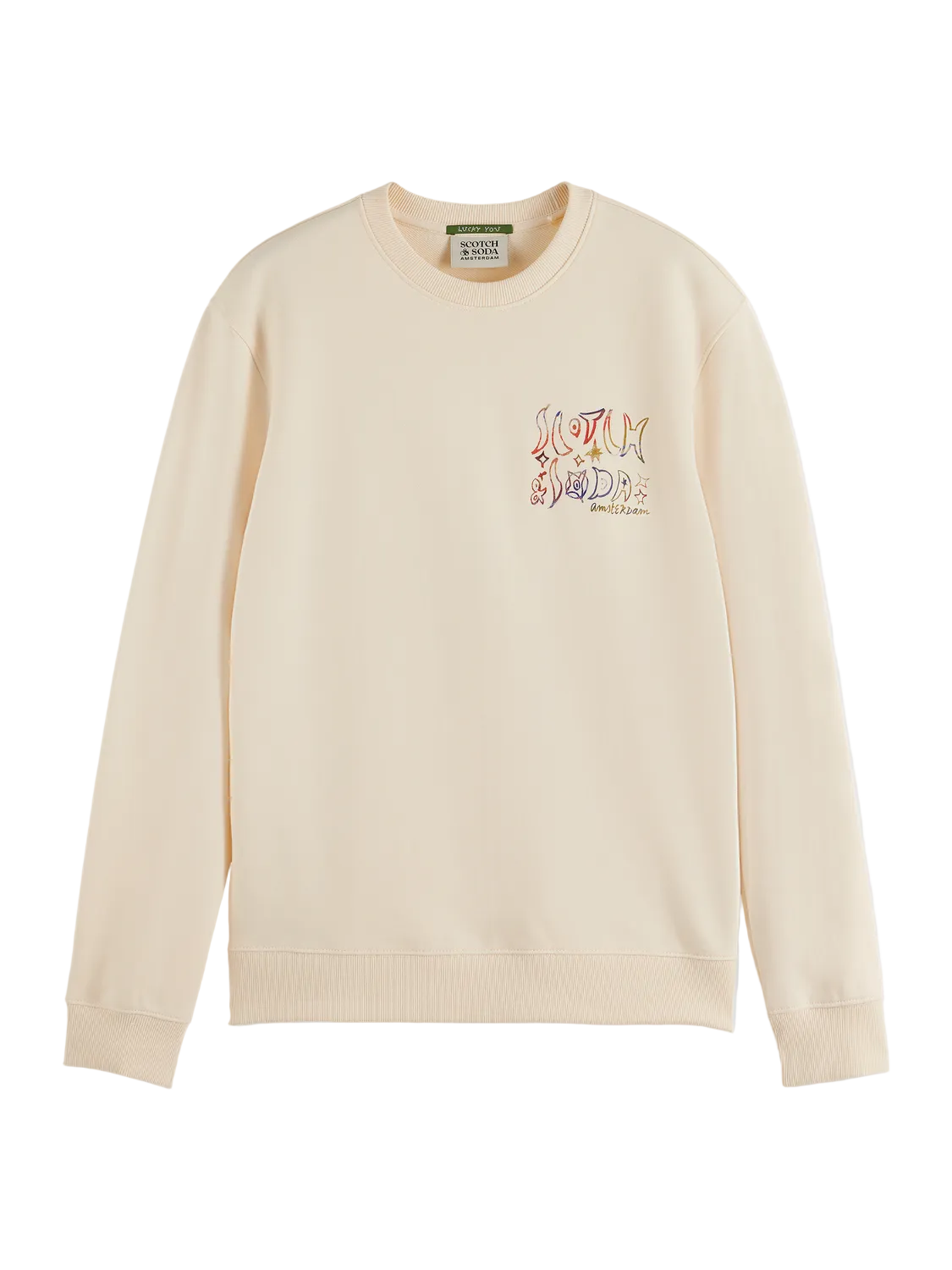 Scotch & Soda Front And Back Artwork Regular-Fit Sweatshirt-Eggnog