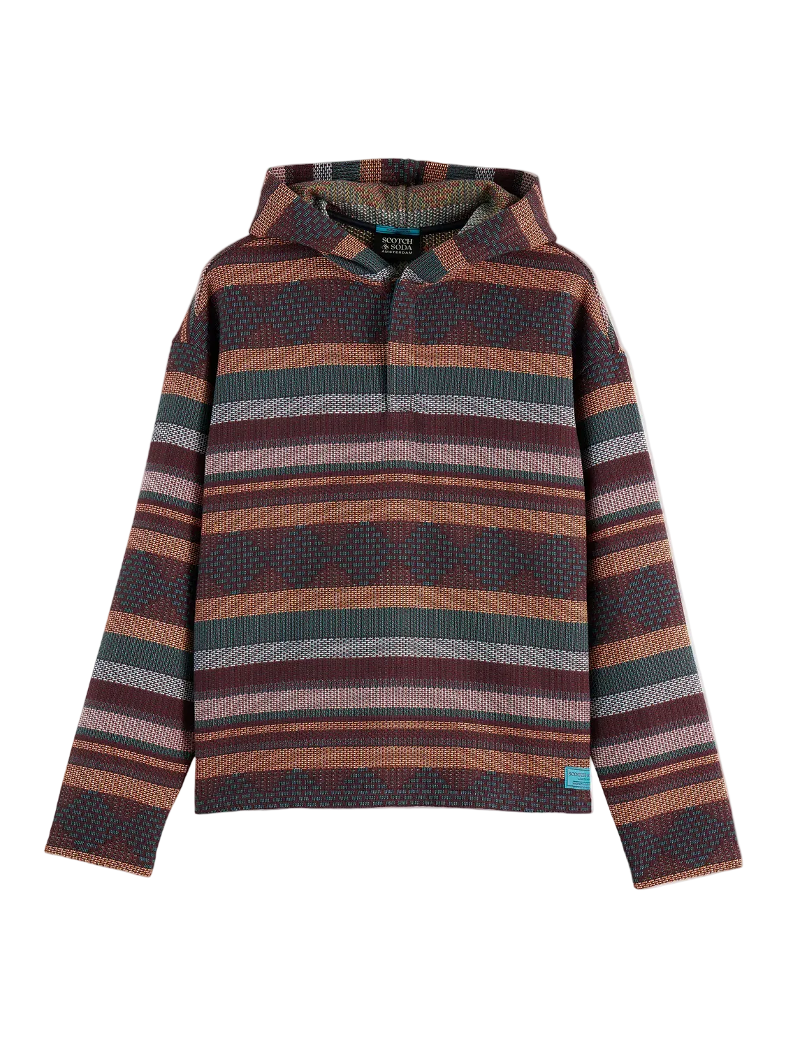 Scotch & Soda Jacquard Relaxed-Fit Hoodie-Pixel Stripe Jacquard