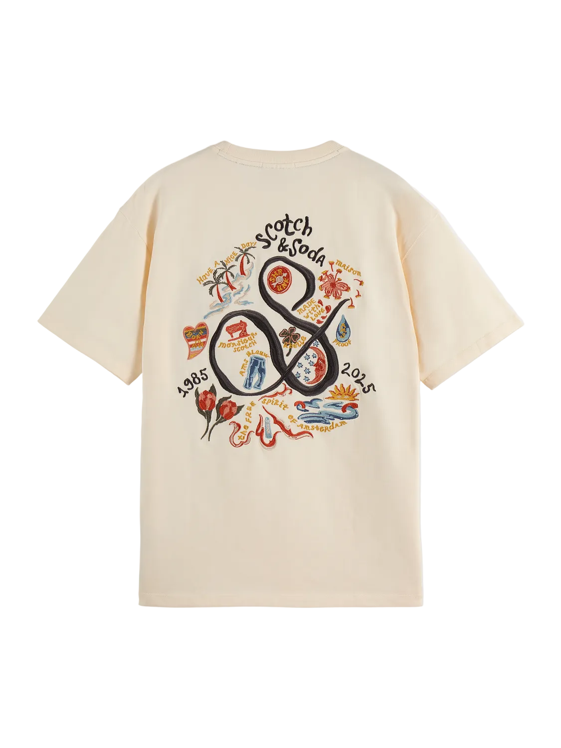 Scotch & Soda The 40th Anniversary Relaxed-Fit Embroidery T-Shirt-Eggnog