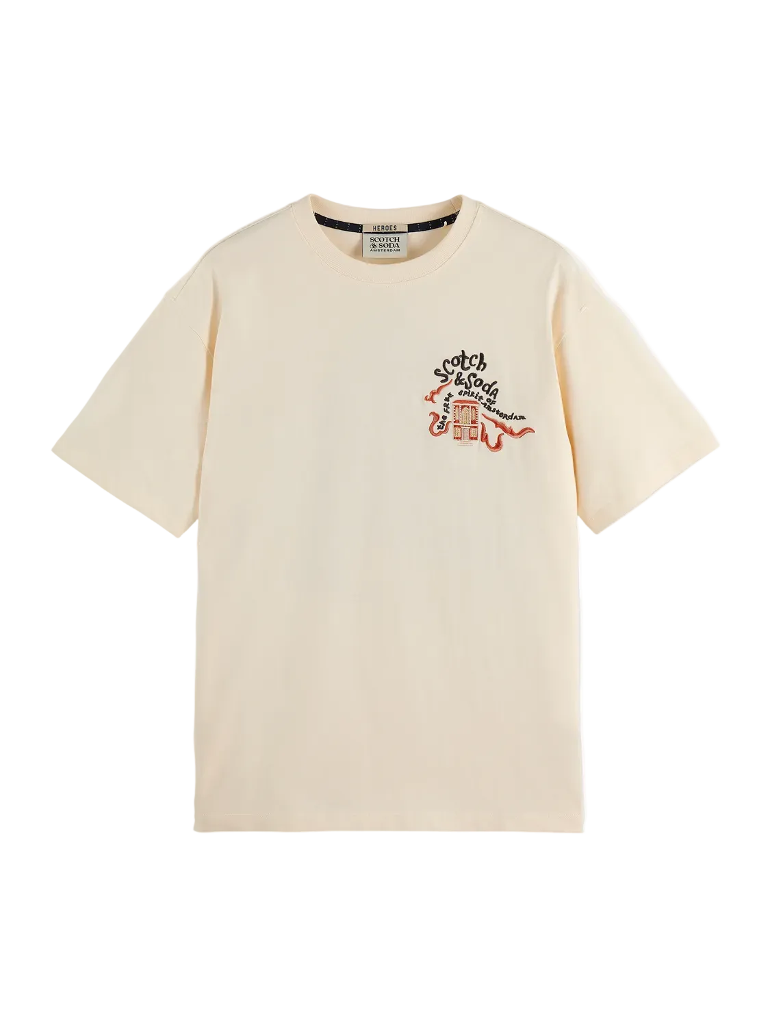 Scotch & Soda The 40th Anniversary Relaxed-Fit Embroidery T-Shirt-Eggnog