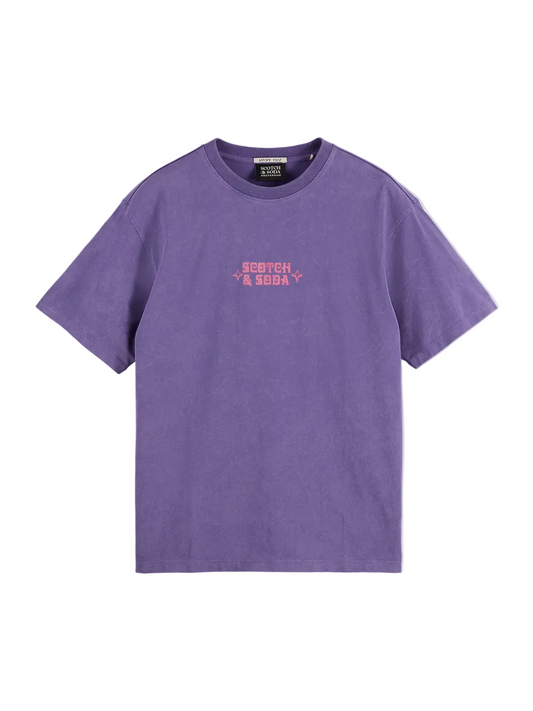 Scotch & Soda Front Artwork Relaxed Fit Snow-Washed T-Shirt-Mystical