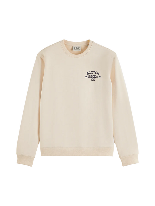 Scotch & Soda Chest Logo Regular Fit Sweatshirt-Eggnog